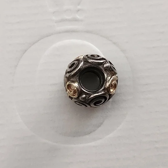 Pandora Two Tone Golden Doodle Rose Bud Charm - Picture 6 of 8